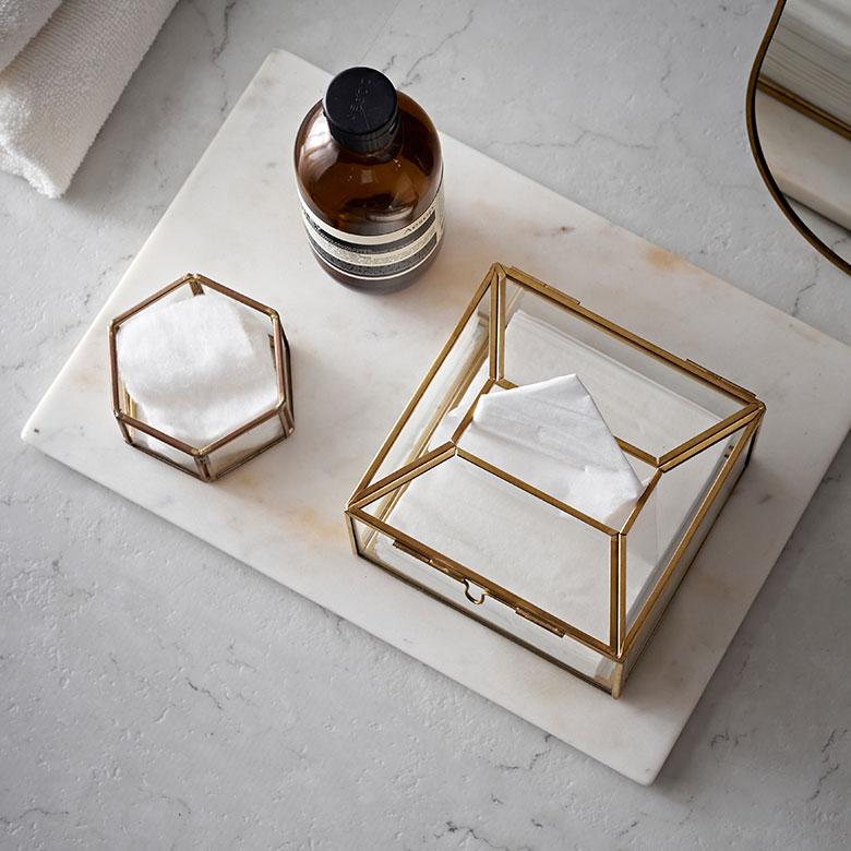 ティッシュ ケース ボックス ハーフ サイズ ガラス 真鍮 ふた 付き コンパクト カバー ポケット おしゃれ 北欧 リゾート 雑貨 インテリア 西海岸 67150 | ELEMENTS（インテリア） | 13