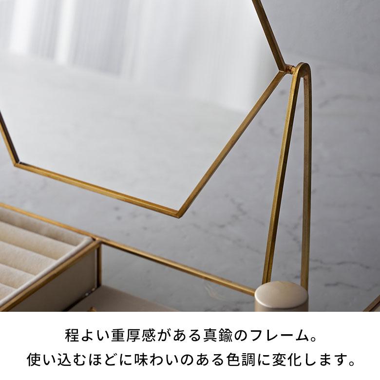 ミラー アクセサリー ケース 六角形 鏡 収納 ガラス 真鍮 ジュエリー ボックス 置き ディスプレイ おしゃれ 北欧 リゾート 雑貨 インテリア 西海岸 67151 | ELEMENTS（インテリア） | 06