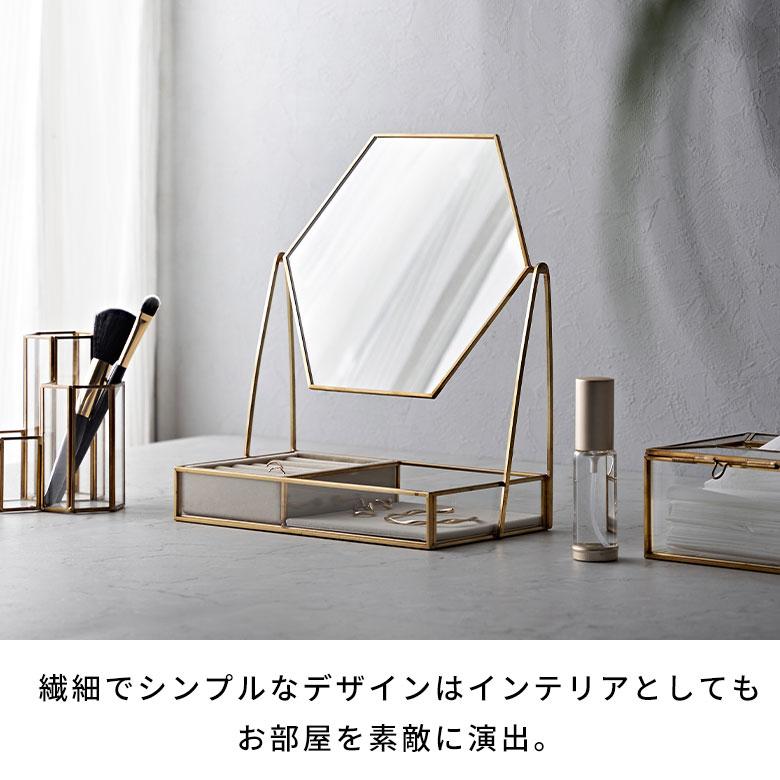 ミラー アクセサリー ケース 六角形 鏡 収納 ガラス 真鍮 ジュエリー ボックス 置き ディスプレイ おしゃれ 北欧 リゾート 雑貨 インテリア 西海岸 67151 | ELEMENTS（インテリア） | 07