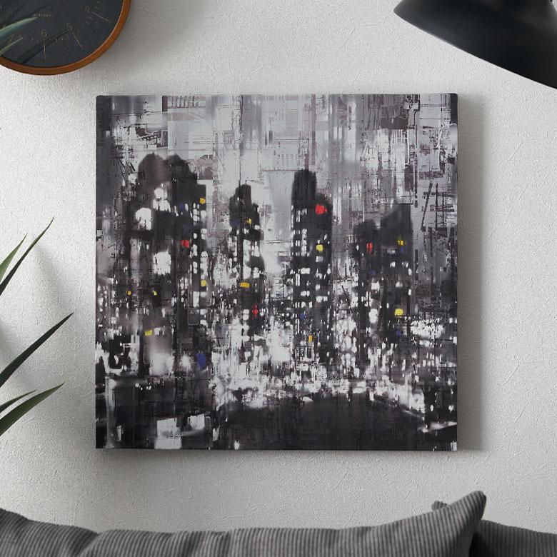 アート パネル 都会 夜 景 キャンパス 50cm×50cm 絵画 壁 掛け 飾り ボード ウォール デコレーション インテリア おしゃれ 北欧 リゾート 雑貨 西海岸風 67152 | ELEMENTS（インテリア）