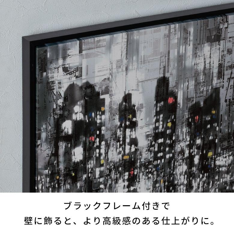 アートパネル フレーム付き モノクロ モノトーン ホテルライク モダン ニューヨーク アメリカン 正方形 リビング 玄関 絵画 キャンバスアート 額縁 67152-bk | ELEMENTS（インテリア） | 02