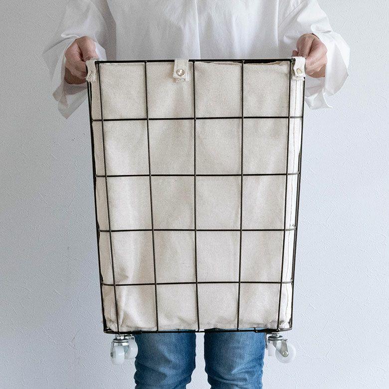 ランドリーバスケット キャスター ワイヤーバスケット おしゃれ 大容量 かご バスケット 収納 スチール 内布 洗濯物入れ 北欧 リゾート インテリア 西海岸 67201 | ELEMENTS（インテリア） | 10