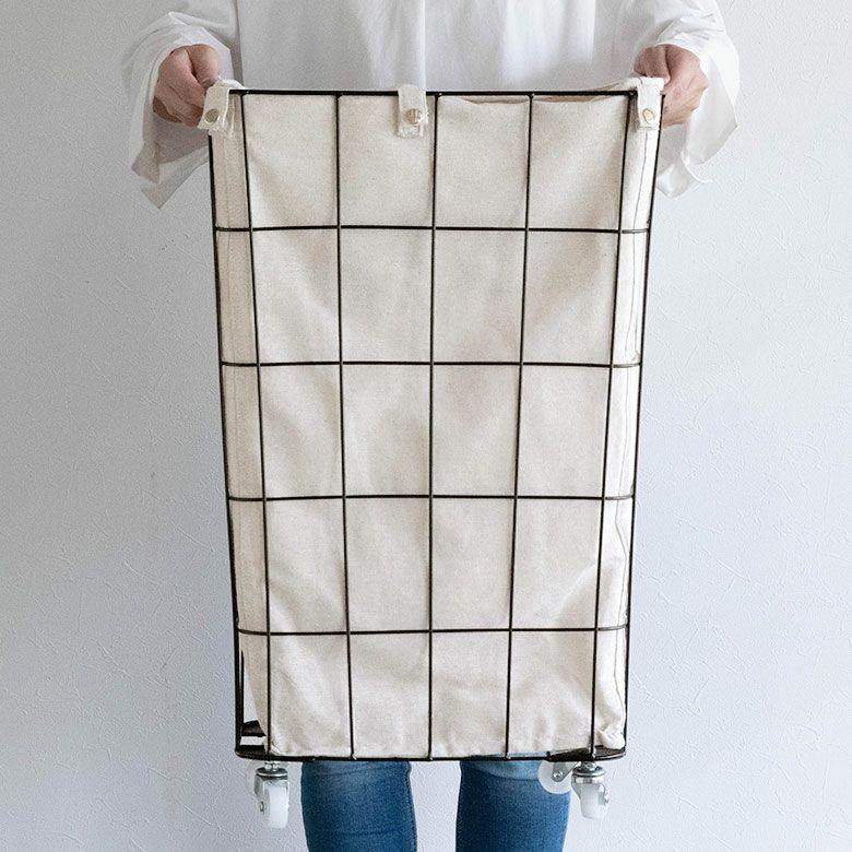 ランドリーバスケット キャスター ワイヤーバスケット おしゃれ 大容量 かご バスケット 収納 スチール 内布 洗濯物入れ 北欧 リゾート インテリア 西海岸 67202 | ELEMENTS（インテリア） | 10