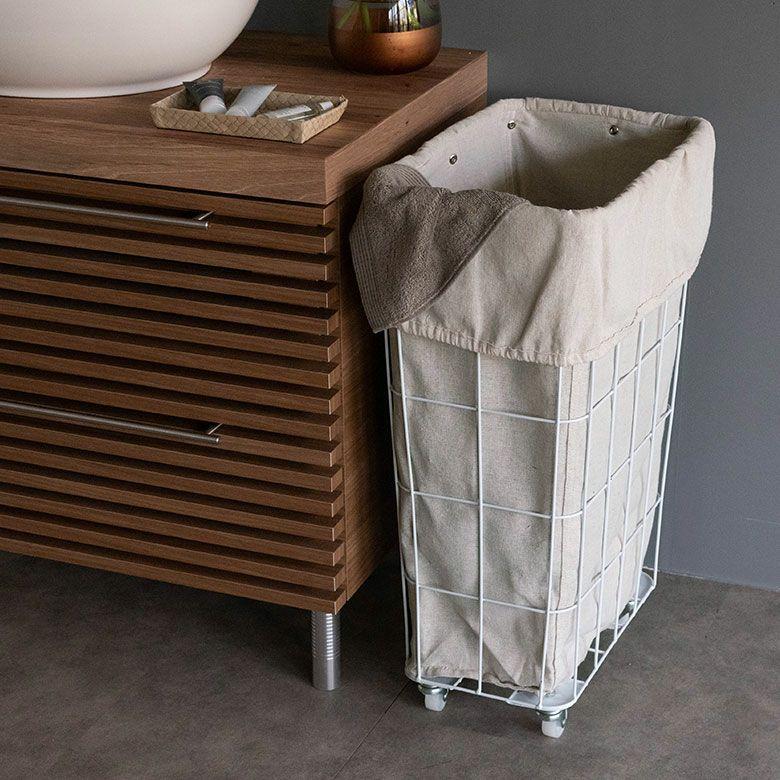 ランドリーバスケット キャスター ワイヤーバスケット おしゃれ 大容量 かご バスケット 収納 スチール 内布 洗濯物入れ 北欧 リゾート インテリア 西海岸 67202 | ELEMENTS（インテリア） | 02