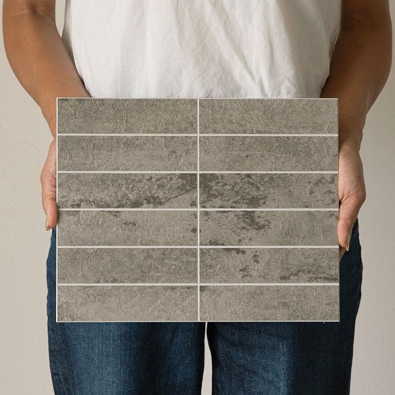 タイルシール ストーン調 ボーダー モザイク 石目調 3D 防水 DIY リメイクシート おしゃれ 壁紙 貼るだけ シート 約W29×D23×H0.3 1枚 [67205-1] |  | 18