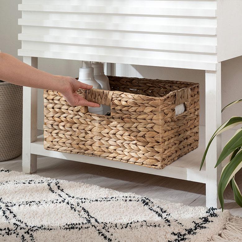 かご バスケット 持ち手 付き ウォーターヒヤシンス製 L カラー ボックス インナー 収納 ケース カゴ 荷物 入れ ナチュラル おしゃれ 北欧 雑貨 西海岸 50702 | ELEMENTS（インテリア） | 04