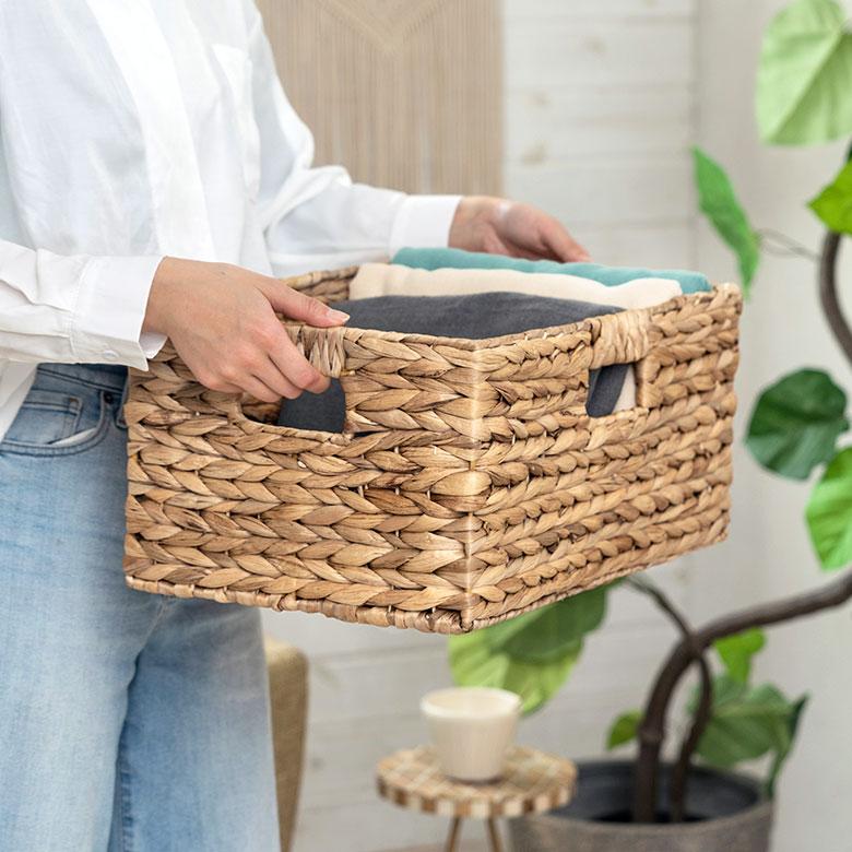 かご バスケット 持ち手 付き ウォーターヒヤシンス製 L カラー ボックス インナー 収納 ケース カゴ 荷物 入れ ナチュラル おしゃれ 北欧 雑貨 西海岸 50702 | ELEMENTS（インテリア） | 07