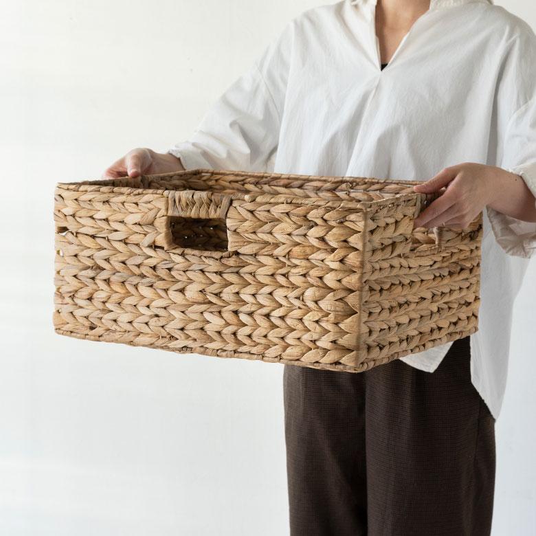 かご バスケット 持ち手 付き ウォーターヒヤシンス製 XL カラー ボックス インナー 収納 ケース カゴ 荷物 入れ ナチュラル おしゃれ 北欧 雑貨 西海岸 50701 | ELEMENTS（インテリア） | 12