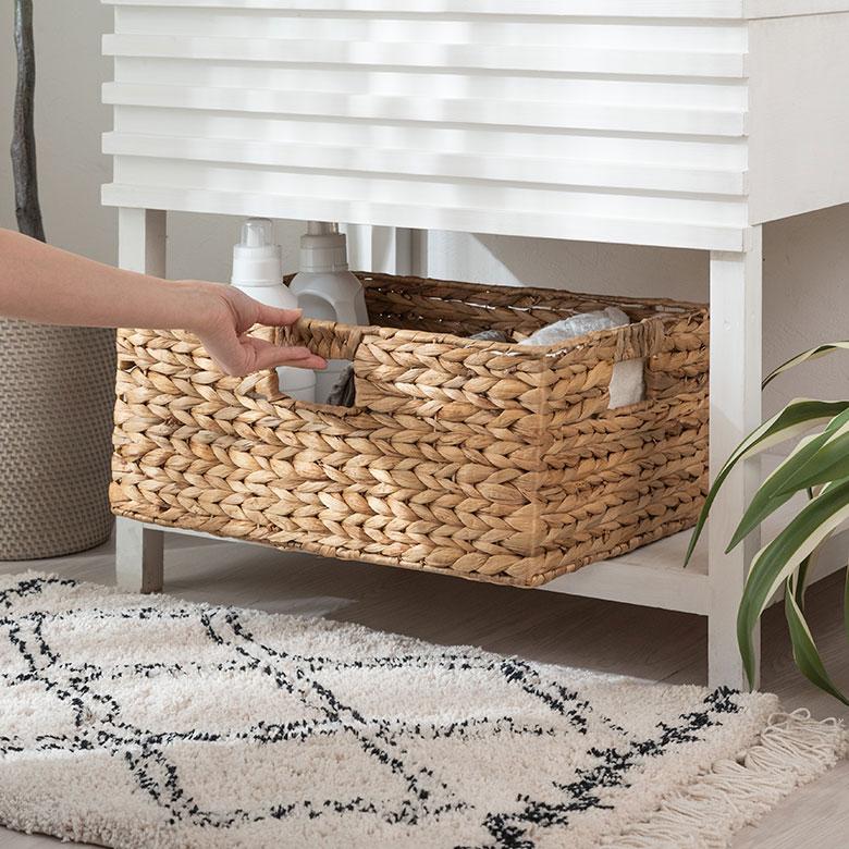 かご バスケット 持ち手 付き ウォーターヒヤシンス製 XL カラー ボックス インナー 収納 ケース カゴ 荷物 入れ ナチュラル おしゃれ 北欧 雑貨 西海岸 50701 | ELEMENTS（インテリア） | 04