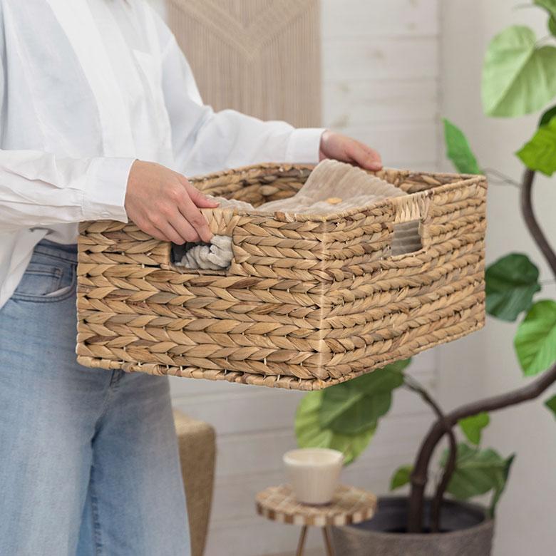 かご バスケット 持ち手 付き ウォーターヒヤシンス製 XL カラー ボックス インナー 収納 ケース カゴ 荷物 入れ ナチュラル おしゃれ 北欧 雑貨 西海岸 50701 | ELEMENTS（インテリア） | 07