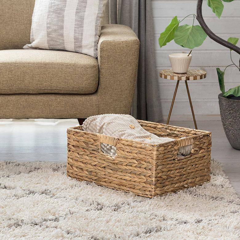 かご バスケット 持ち手 付き ウォーターヒヤシンス製 XL カラー ボックス インナー 収納 ケース カゴ 荷物 入れ ナチュラル おしゃれ 北欧 雑貨 西海岸 50701 | ELEMENTS（インテリア） | 08