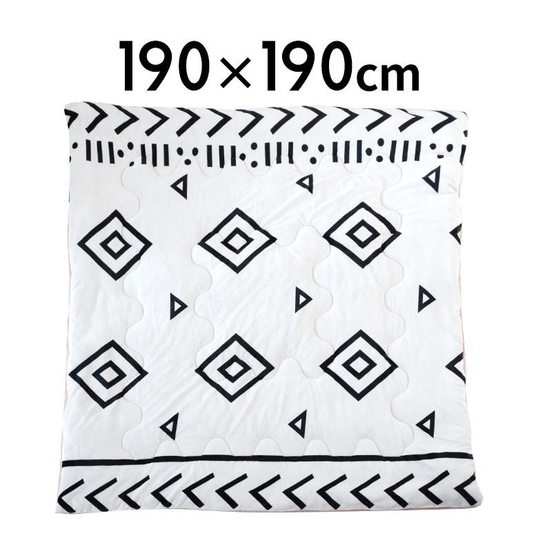 こたつ布団 正方形 約190×190cm ベニオワレン風 モノトーン おしゃれ 掛け布団 カジュアル フランネル 70009-wh | ブランド登録なし | 01