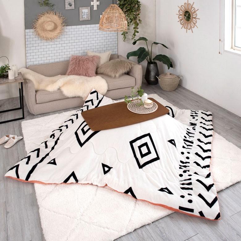 こたつ布団 正方形 約190×190cm ベニオワレン風 モノトーン おしゃれ 掛け布団 カジュアル フランネル 70009-wh | ブランド登録なし | 13