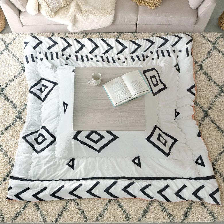 こたつ布団 正方形 約190×190cm ベニオワレン風 モノトーン おしゃれ 掛け布団 カジュアル フランネル 70009-wh | ブランド登録なし | 15