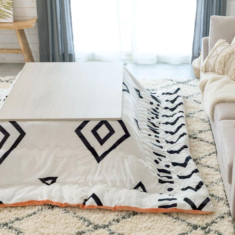 こたつ布団 長方形 約190×240cm ベニオワレン風 モノトーン おしゃれ 掛け布団 カジュアル フランネル 70010-wh | ブランド登録なし | 18