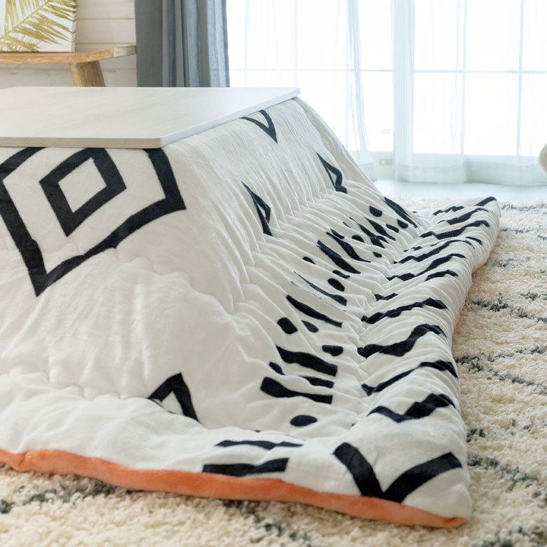 こたつ布団 長方形 約190×240cm ベニオワレン風 モノトーン おしゃれ 掛け布団 カジュアル フランネル 70010-wh | ブランド登録なし | 02