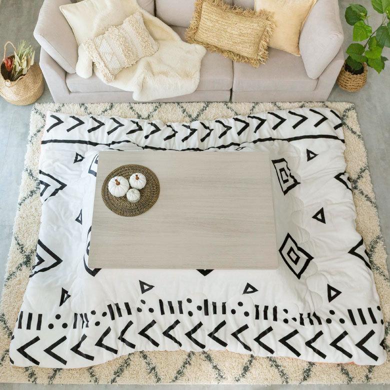 こたつ布団 長方形 約190×240cm ベニオワレン風 モノトーン おしゃれ 掛け布団 カジュアル フランネル 70010-wh | ブランド登録なし | 04