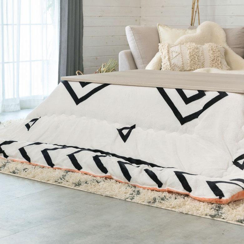 こたつ布団 長方形 約190×240cm ベニオワレン風 モノトーン おしゃれ 掛け布団 カジュアル フランネル 70010-wh | ブランド登録なし | 05