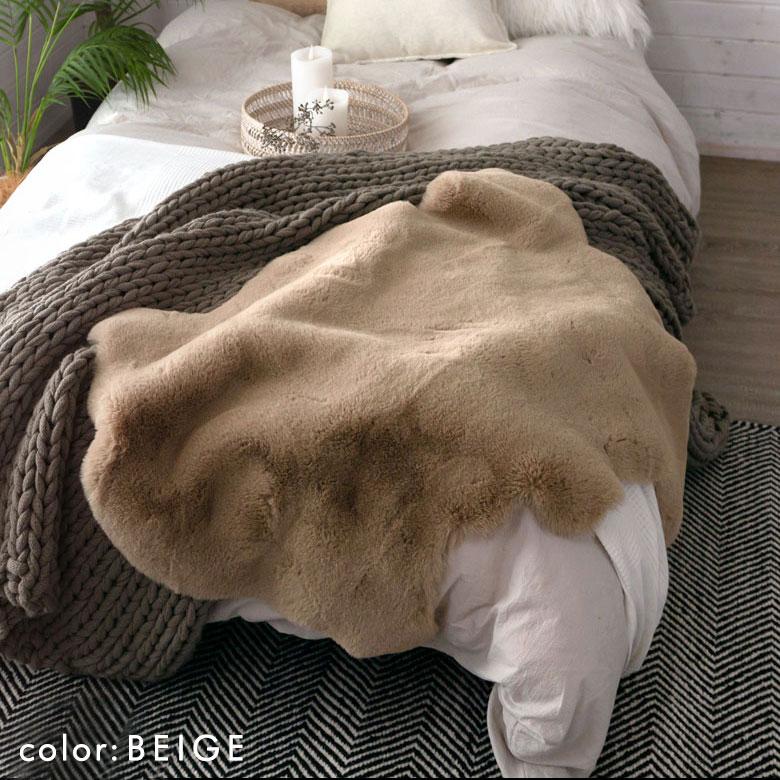 ラグ ラグマット 約100×70cm フェイクファー フェイクラビットファー 洗える 滑り止め カーペット じゅうたん あったか 無地 シンプル 起毛 シャギー 70017 | ELEMENTS（インテリア） | 03