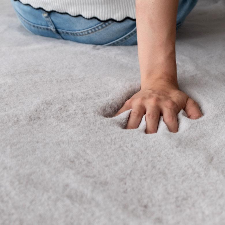 ラグ ラグマット 円形 約 直径 100cm フェイクファー フェイクラビットファー 洗える 丸洗い 滑り止め カーペット 無地 シンプル 起毛 ムートン ボア 70109 | ELEMENTS（インテリア） | 19