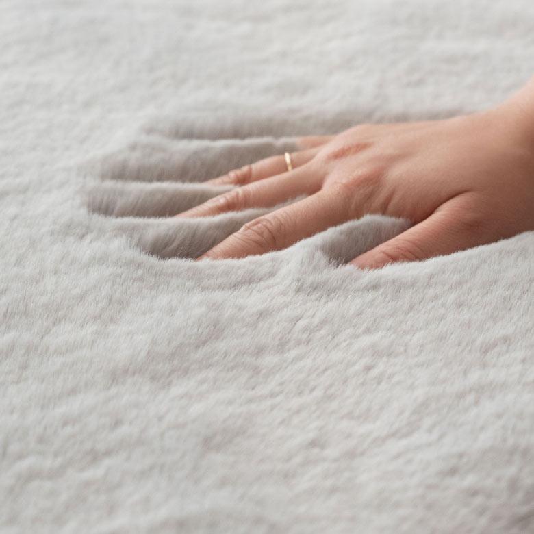 ラグ ラグマット 円形 約 直径 100cm フェイクファー フェイクラビットファー 洗える 丸洗い 滑り止め カーペット 無地 シンプル 起毛 ムートン ボア 70109 | ELEMENTS（インテリア） | 08