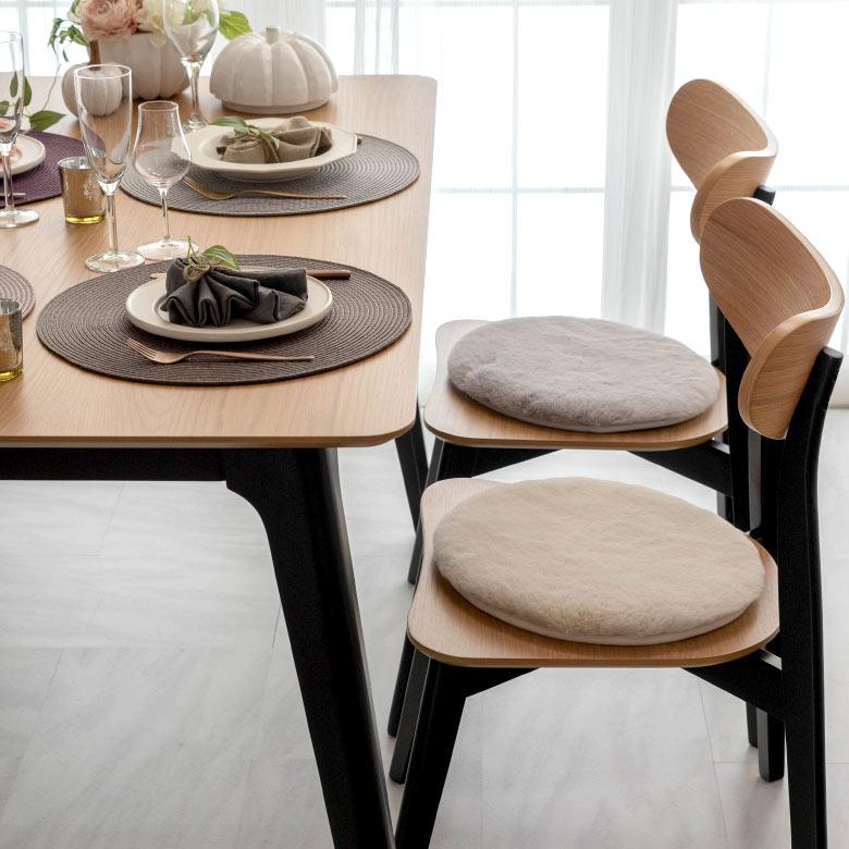 チェアパッド 座布団 円形 約 直径 35cm フェイクラビットファー 丸形 丸型 洗える 丸洗い 滑り止め あったか 無地 シンプル フェイク ムートン ボア 70112 | ブランド登録なし | 05