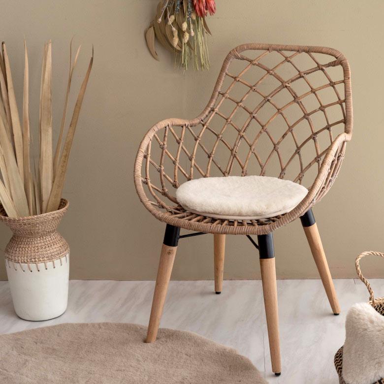 チェアパッド 座布団 円形 約 直径 35cm フェイクラビットファー 丸形 丸型 洗える 丸洗い 滑り止め あったか 無地 シンプル フェイク ムートン ボア 70112 | ブランド登録なし | 08