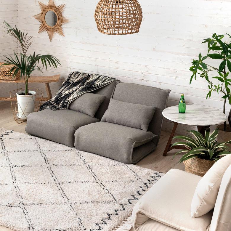 一人掛けソファ 6段階リクライニング ELEMENTS（インテリア） フロアソファ クッション付き 6段階