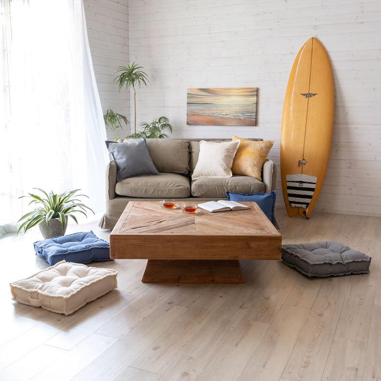 クッション スクエア 正方形 四角 キャンバス地 幅約42cm 座布団 座椅子 厚手 おしゃれ インテリア 70114 | ブランド登録なし | 20