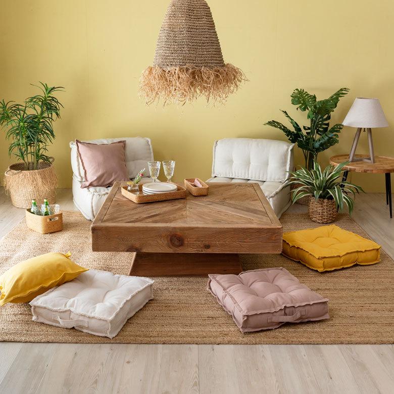 クッション スクエア 正方形 四角 キャンバス地 幅約42cm 座布団 座椅子 厚手 おしゃれ インテリア 70114 | ブランド登録なし | 24