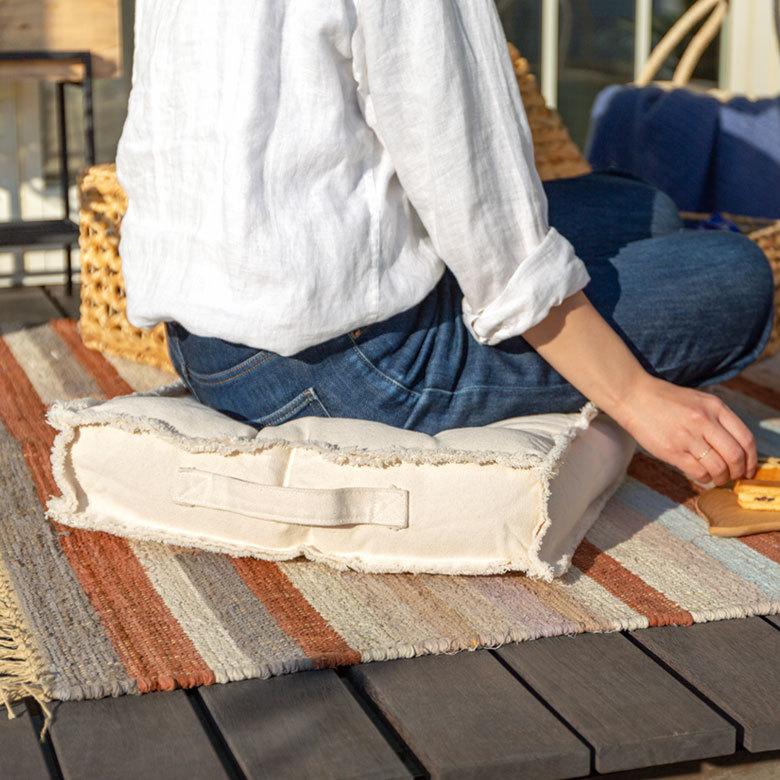 クッション スクエア 正方形 四角 キャンバス地 幅約42cm 座布団 座椅子 厚手 おしゃれ インテリア 70114 | ブランド登録なし | 08