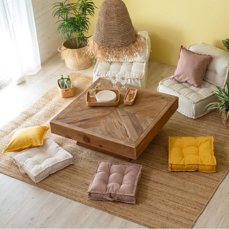 クッション スクエア 正方形 四角 キャンバス地 幅約42cm 座布団 座椅子 厚手 おしゃれ インテリア 70114 | ブランド登録なし | 09