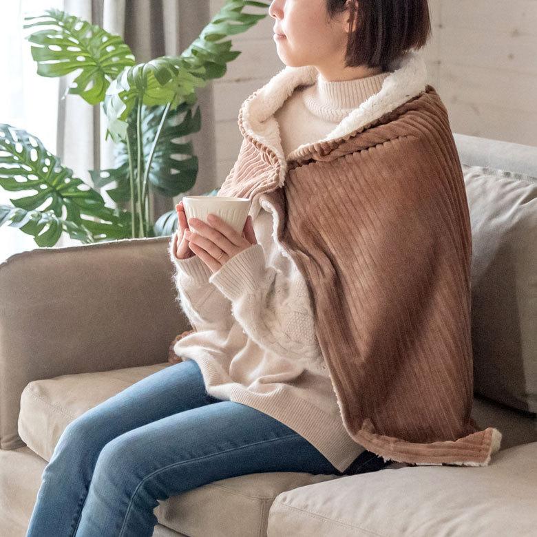ブランケット ひざ掛け コーデュロイ ボア ふわふわ 幅約70cm 防寒 無地 洗濯可 洗える ウォッシャブル ボタン付き おしゃれ 70116 | ELEMENTS（インテリア） | 19