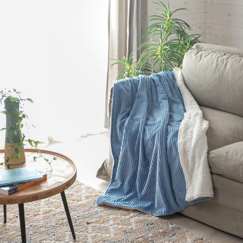 ブランケット ひざ掛け コーデュロイ ボア ふわふわ 幅約100cm 防寒 無地 洗濯可 洗える ウォッシャブル ボタン付き おしゃれ 70117 | ELEMENTS（インテリア） | 18
