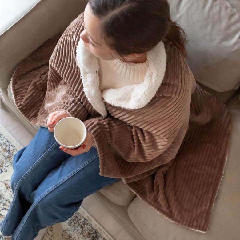 ブランケット ひざ掛け コーデュロイ ボア ふわふわ 幅約100cm 防寒 無地 洗濯可 洗える ウォッシャブル ボタン付き おしゃれ 70117 | ELEMENTS（インテリア） | 19