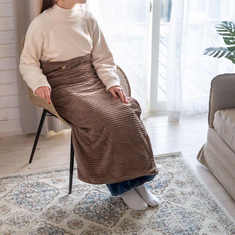 ブランケット ひざ掛け コーデュロイ ボア ふわふわ 幅約100cm 防寒 無地 洗濯可 洗える ウォッシャブル ボタン付き おしゃれ 70117 | ELEMENTS（インテリア） | 22