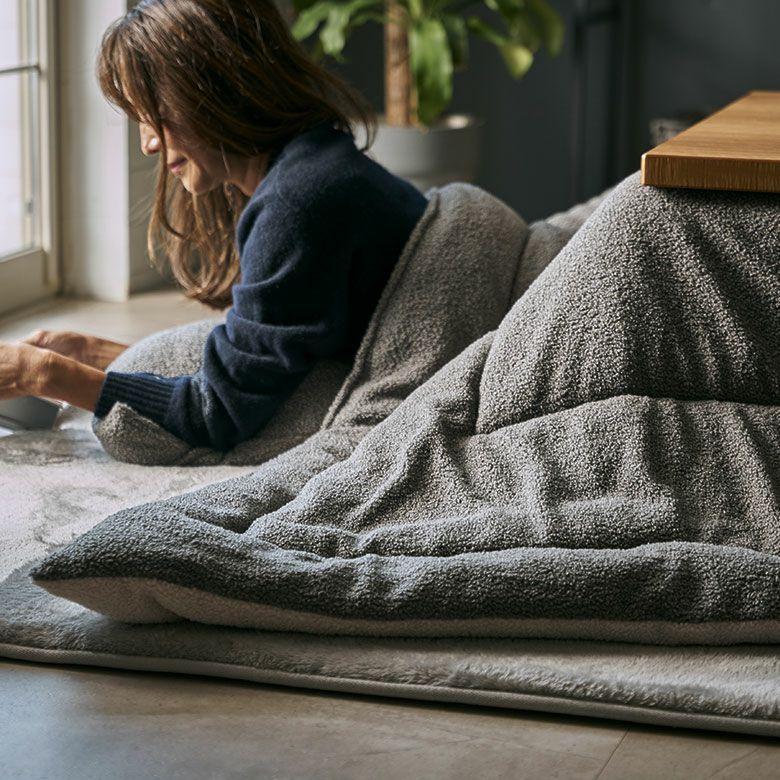 こたつ布団 正方形 洗える こたつ掛け布団 ブークレ 190×190 リバーシブル 両面 こたつ 布団 無地 冬 炬燵 おしゃれ 北欧 リゾート インテリア 西海岸 70206 | ELEMENTS（インテリア） | 03