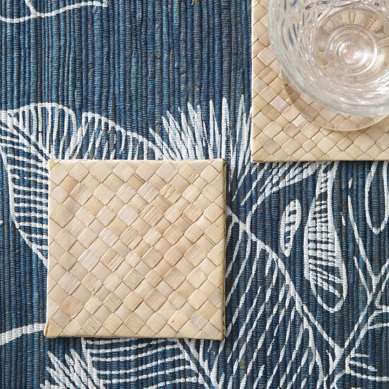 コースター スクエア 12枚セット パンダン編み 収納ケース付き 正方形 四角形 トレー テーブルウェア ナチュラル ソーサー キッチン 小物 グッズ 雑貨 7413 | ブランド登録なし | 03