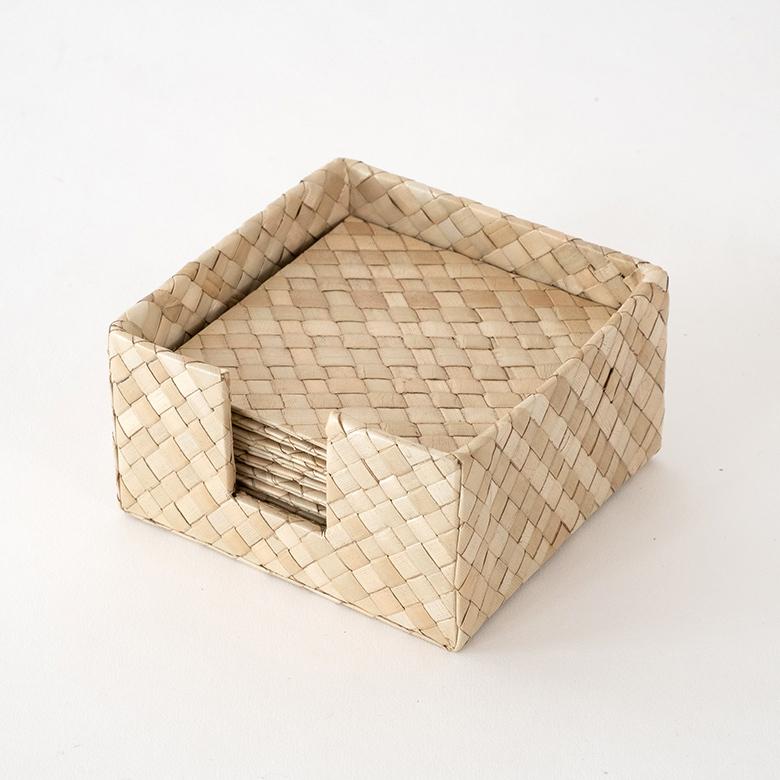 コースター スクエア 12枚セット パンダン編み 収納ケース付き 正方形 四角形 トレー テーブルウェア ナチュラル ソーサー キッチン 小物 グッズ 雑貨 7413 | ブランド登録なし | 06