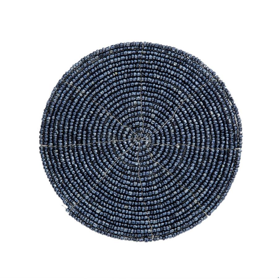 コースター ビーズ おしゃれ 円形 ラウンド 丸 ブルー カフェ 店舗 ホテル 旅館 アジアン雑貨 アジア工房 7423-slv | ブランド登録なし | 02
