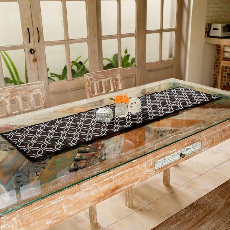 アジアン雑貨 テーブルランナー ウォーターヒヤシンス Aタイプ ブラック アジア工房 7542 | ブランド登録なし | 02