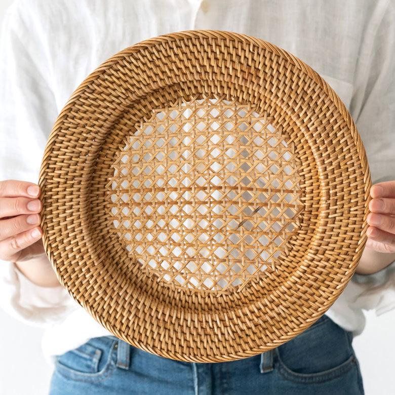 プレートトレイ ランチョンマット ラタン 籐 ホワイト ナチュラル 円 W30cm テーブルコーディネート キッチン用品 北欧 リゾート 7552 | ブランド登録なし | 09