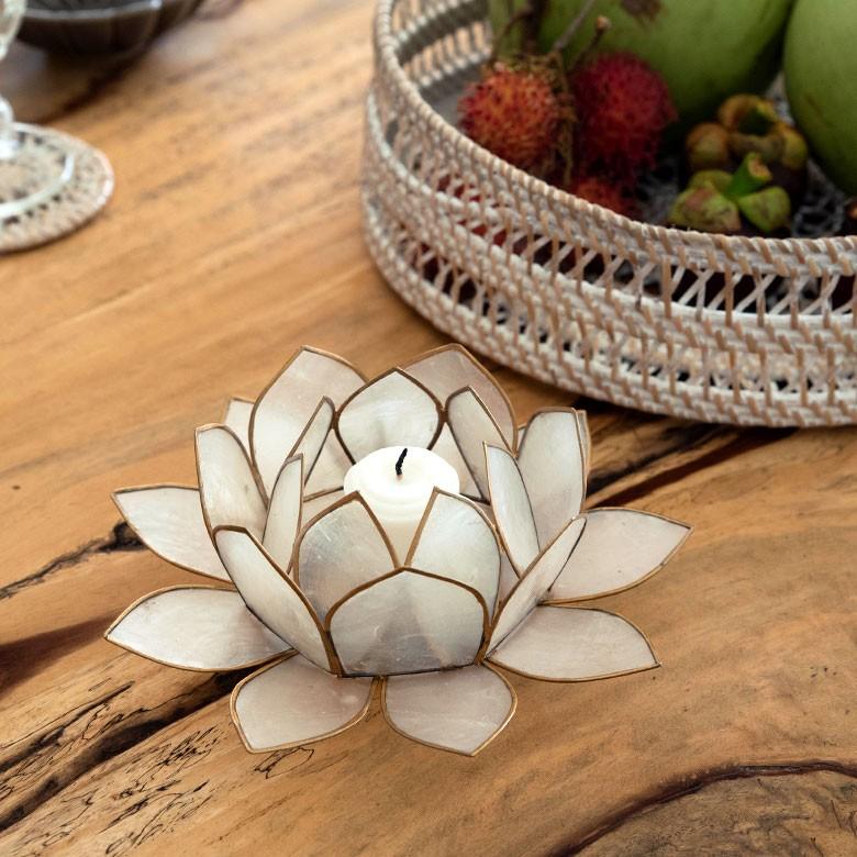 キャンドルホルダー キャンドルスタンド ろうそくたて アジアン バリ雑貨 蓮の花 貝殻 おしゃれ ランタン 8064 | ブランド登録なし | 02