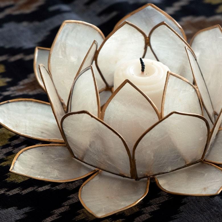 キャンドルホルダー キャンドルスタンド ろうそくたて アジアン バリ雑貨 蓮の花 貝殻 おしゃれ ランタン 8064 | ブランド登録なし | 03
