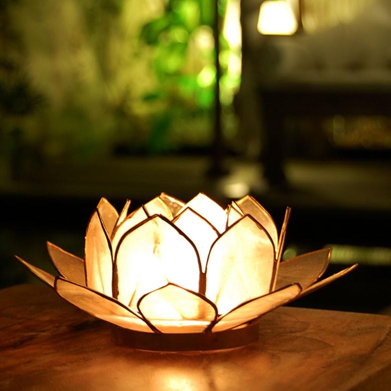 キャンドルホルダー キャンドルスタンド ろうそくたて アジアン バリ雑貨 蓮の花 貝殻 おしゃれ ランタン 8064 | ブランド登録なし | 04