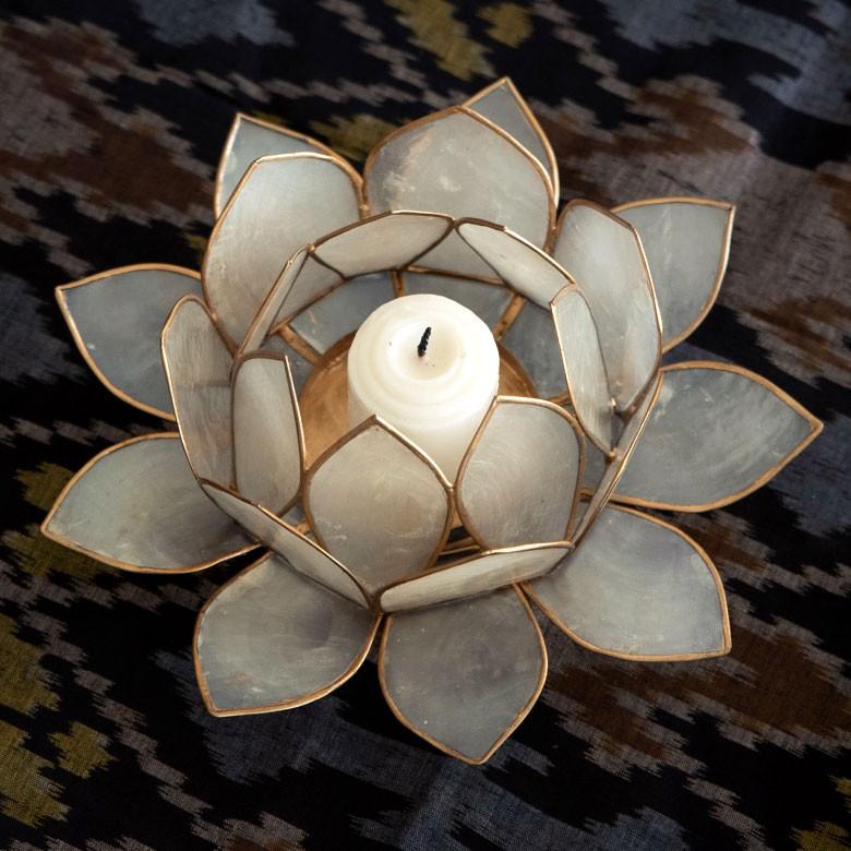 キャンドルホルダー キャンドルスタンド ろうそくたて アジアン バリ雑貨 蓮の花 貝殻 おしゃれ ランタン 8064 | ブランド登録なし | 06