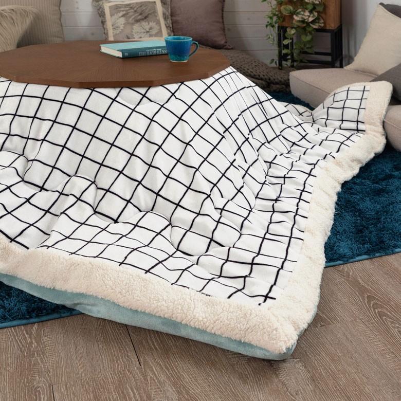 こたつ布団 正方形 約190×190cm グリッド柄裏面フランネルフリース こたつ掛け布団 こたつぶとん 格子柄 おしゃれ 洋風 北欧 83053 | ブランド登録なし | 07