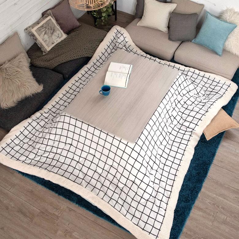 こたつ布団 長方形 190×240cm グリッド柄裏面フランネルフリース こたつ掛け布団 こたつぶとん 格子柄 おしゃれ 洋風 北欧 83054 | ブランド登録なし | 04