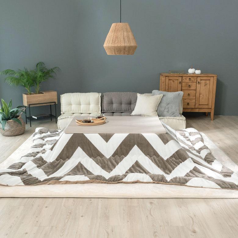 こたつ布団 長方形 約190×240cm シェブロン柄 フランネルフリース こたつ掛け布団 こたつぶとん ジグザグボーダー おしゃれ 洋風 西海岸 北欧 8305 | ブランド登録なし | 19