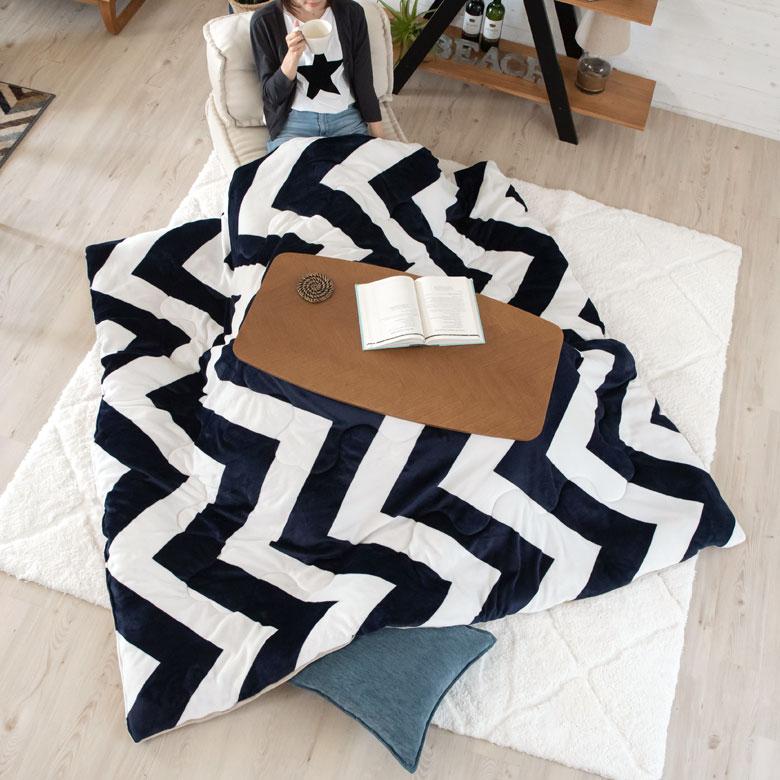 こたつ布団 正方形 約190×190cm シェブロン柄 フランネルフリース こたつ掛け布団 こたつぶとん ジグザグボーダー おしゃれ 洋風 西海岸 北欧 830 | ブランド登録なし | 06